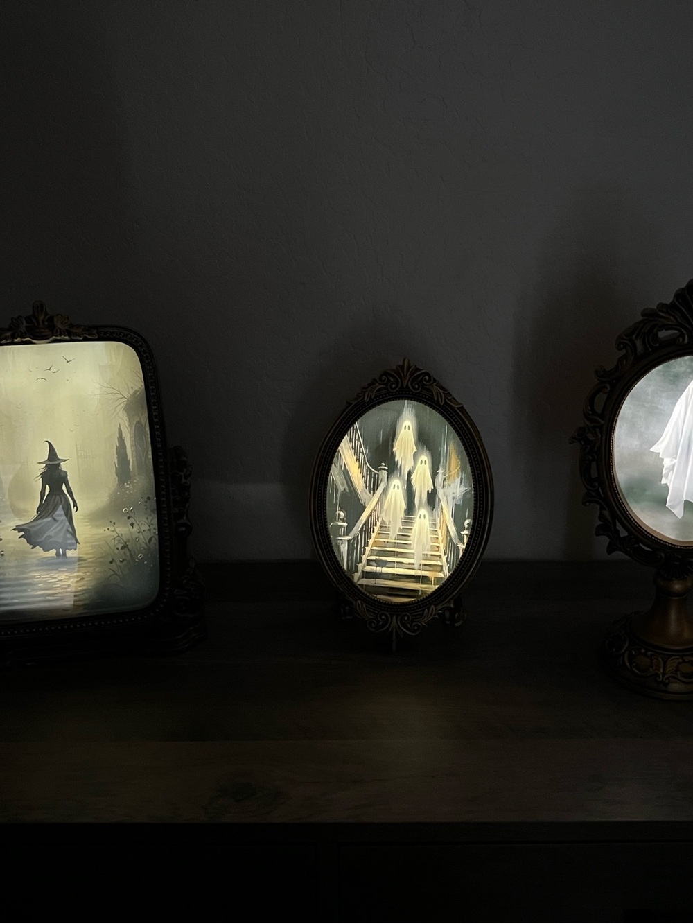 Martha Stewart Black and Gold Lighted Halloween Mirror with Ghost Design - Picture 9 of 10